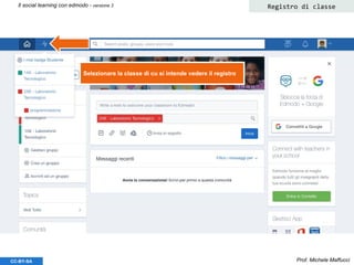Prof. Michele MaffucciCC-BY-SA
Il social learning con edmodo - versione 3 Registro di classe
Selezionare la classe di cu si intende vedere il registro
 