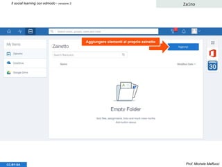 Prof. Michele MaffucciCC-BY-SA
Il social learning con edmodo - versione 3 Zaino
Aggiungere elementi al proprio zainetto
 
