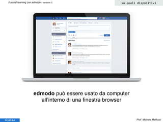 Prof. Michele MaffucciCC-BY-SA
su quali dispositiviIl social learning con edmodo - versione 3
edmodo può essere usato da computer
all’interno di una finestra browser
 