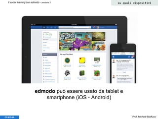 Prof. Michele MaffucciCC-BY-SA
su quali dispositiviIl social learning con edmodo - versione 3
edmodo può essere usato da tablet e
smartphone (iOS - Android)
 