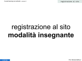 registrazione al sito
modalità insegnante
Prof. Michele MaffucciCC-BY-SA
Il social learning con edmodo - versione 3 registrazione al sito
 