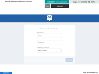 Prof. Michele MaffucciCC-BY-SA
Il social learning con edmodo - versione 3 registrazione al sitomodalità insegnante
edmodo3/3
 