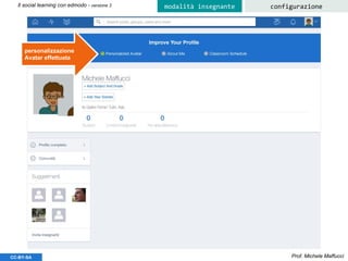 Prof. Michele MaffucciCC-BY-SA
Il social learning con edmodo - versione 3 configurazionemodalità insegnante
personalizzazione
Avatar effettuata
 