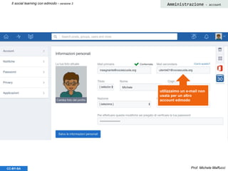 Prof. Michele MaffucciCC-BY-SA
Il social learning con edmodo - versione 3
utilizzaimo un e-mail non
usata per un altro
account edmodo
Amministrazione - account
 