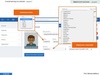 Prof. Michele MaffucciCC-BY-SA
Il social learning con edmodo - versione 3
Selezionare nazionalità
Selezionare titolo
Amministrazione - account
 
