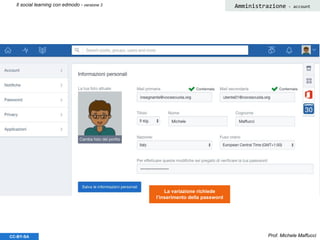 Prof. Michele MaffucciCC-BY-SA
Il social learning con edmodo - versione 3
La variazione richiede
l’inserimento della password
Amministrazione - account
 