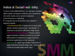 Indice di SocialMediAbility
L’indice di SocialMediAbility è un indicatore sintetico
della qualità complessiva dell’uso che...