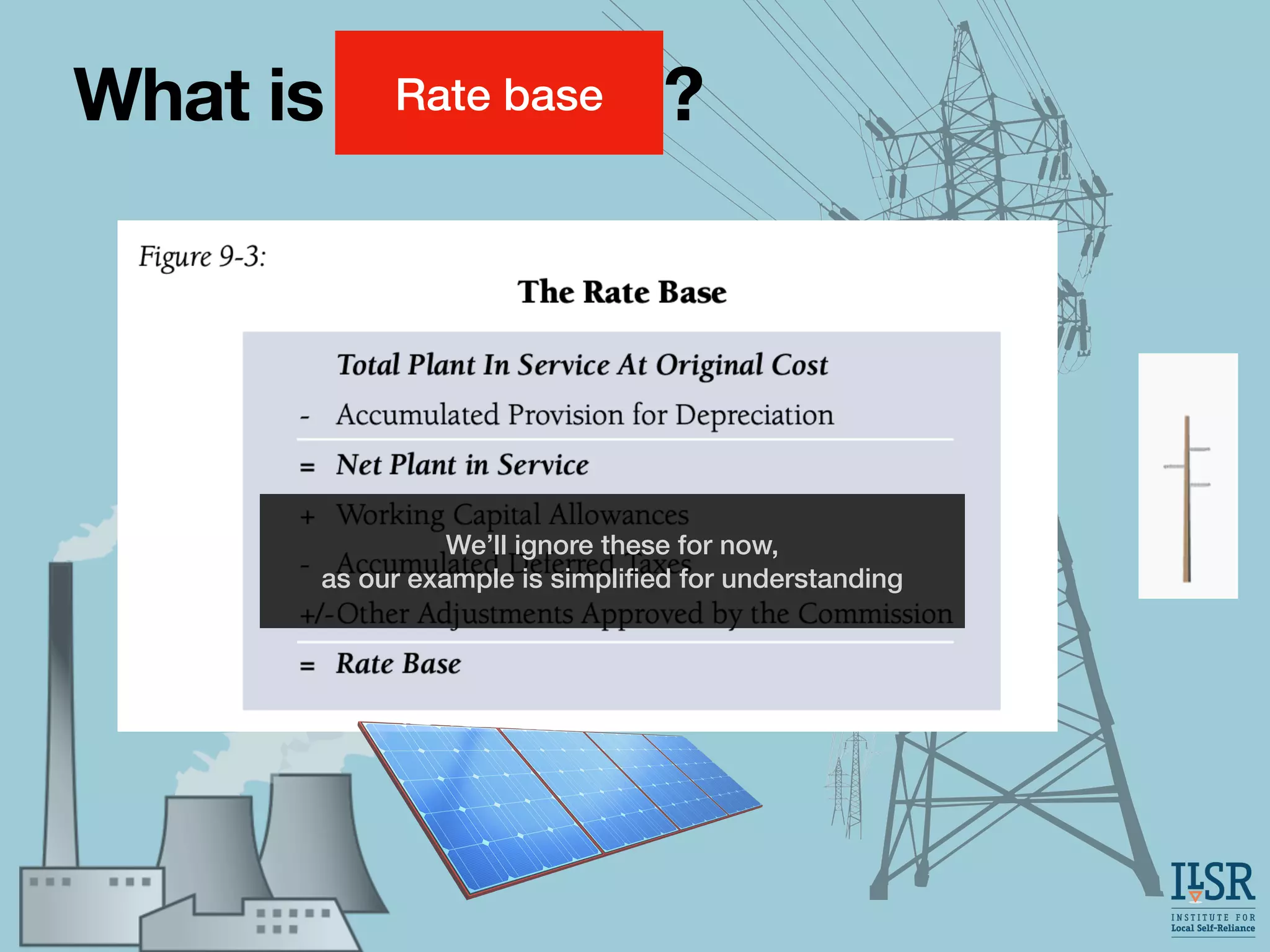 We’ll ignore these for now,
as our example is simpli
fi
ed for understanding
What is Ratebase?
Rate base
 