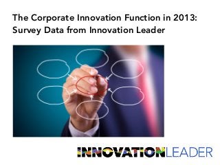 The Corporate Innovation Function in 2013:
Survey Data from Innovation Leader
 