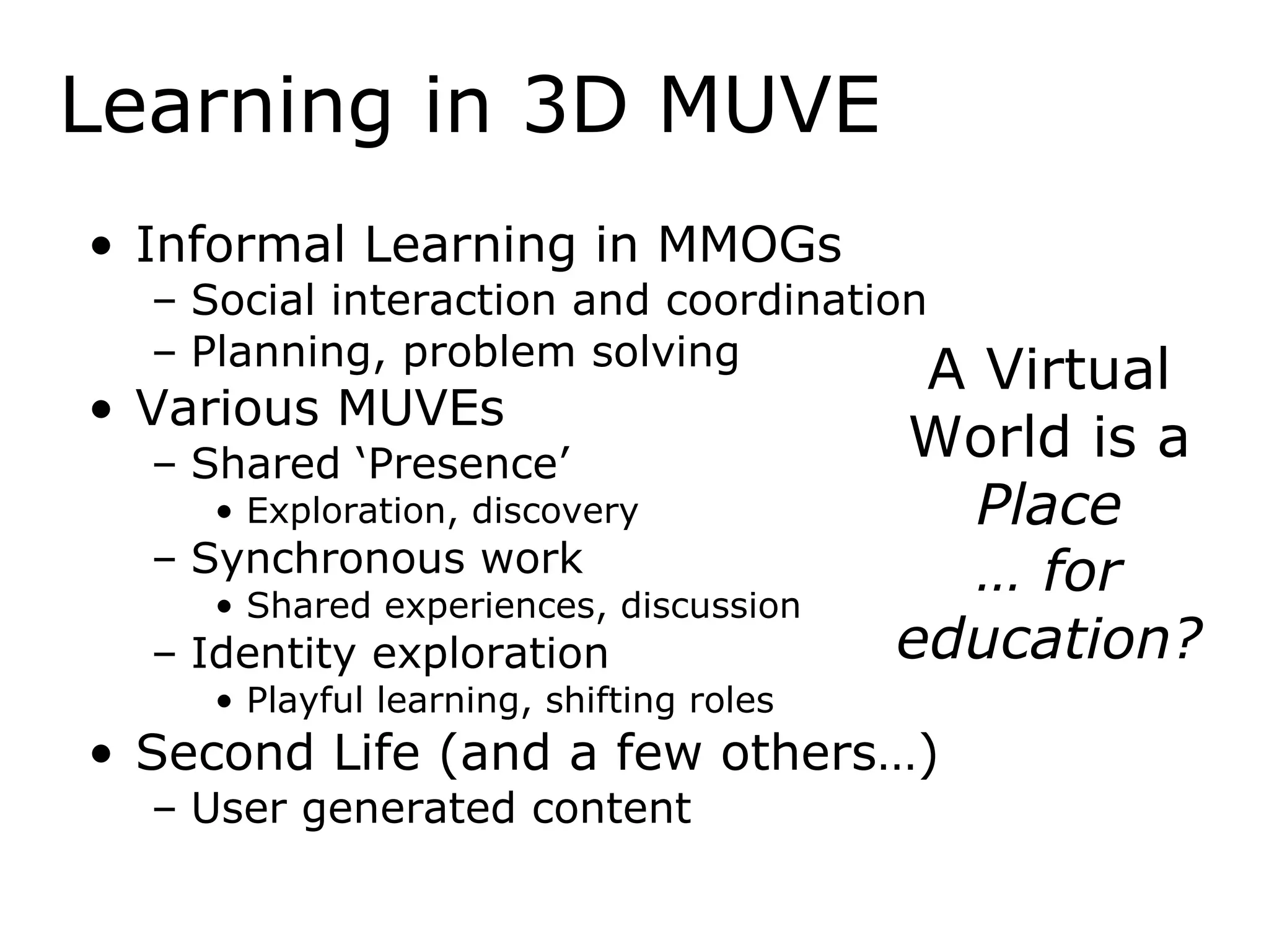 Into The 3rd Dimension with SLOODLE