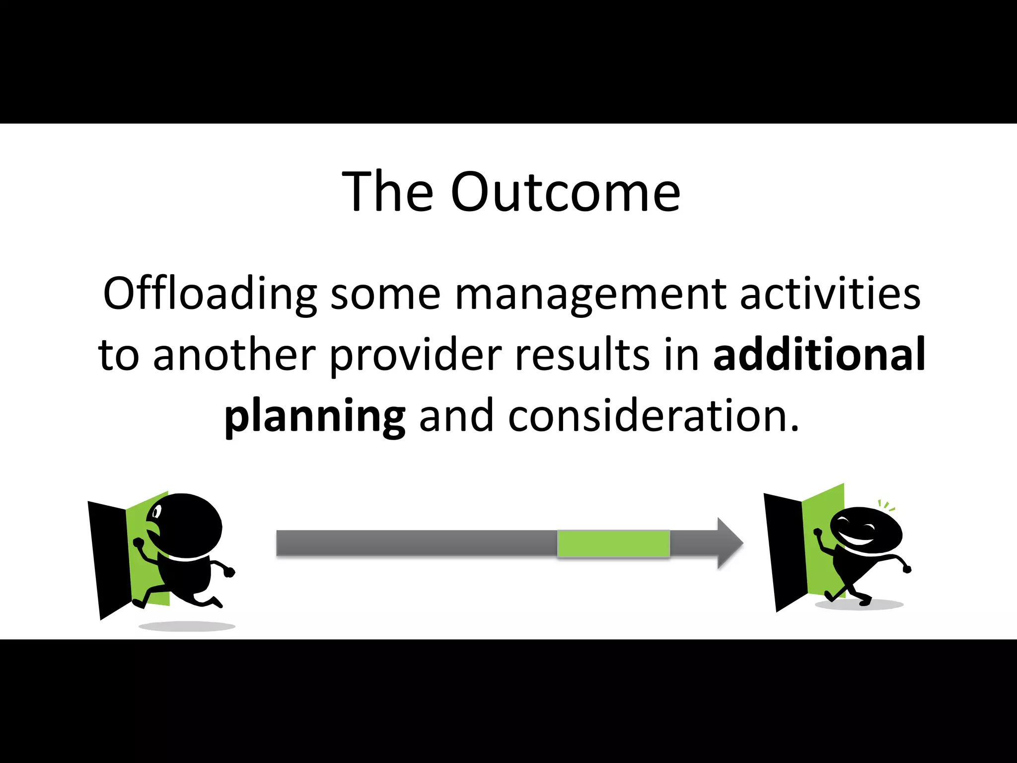 The Outcome
    Offloading some management activities
    to another provider results in additional
          planning and consideration.




#APP2 @RHarbridge
 