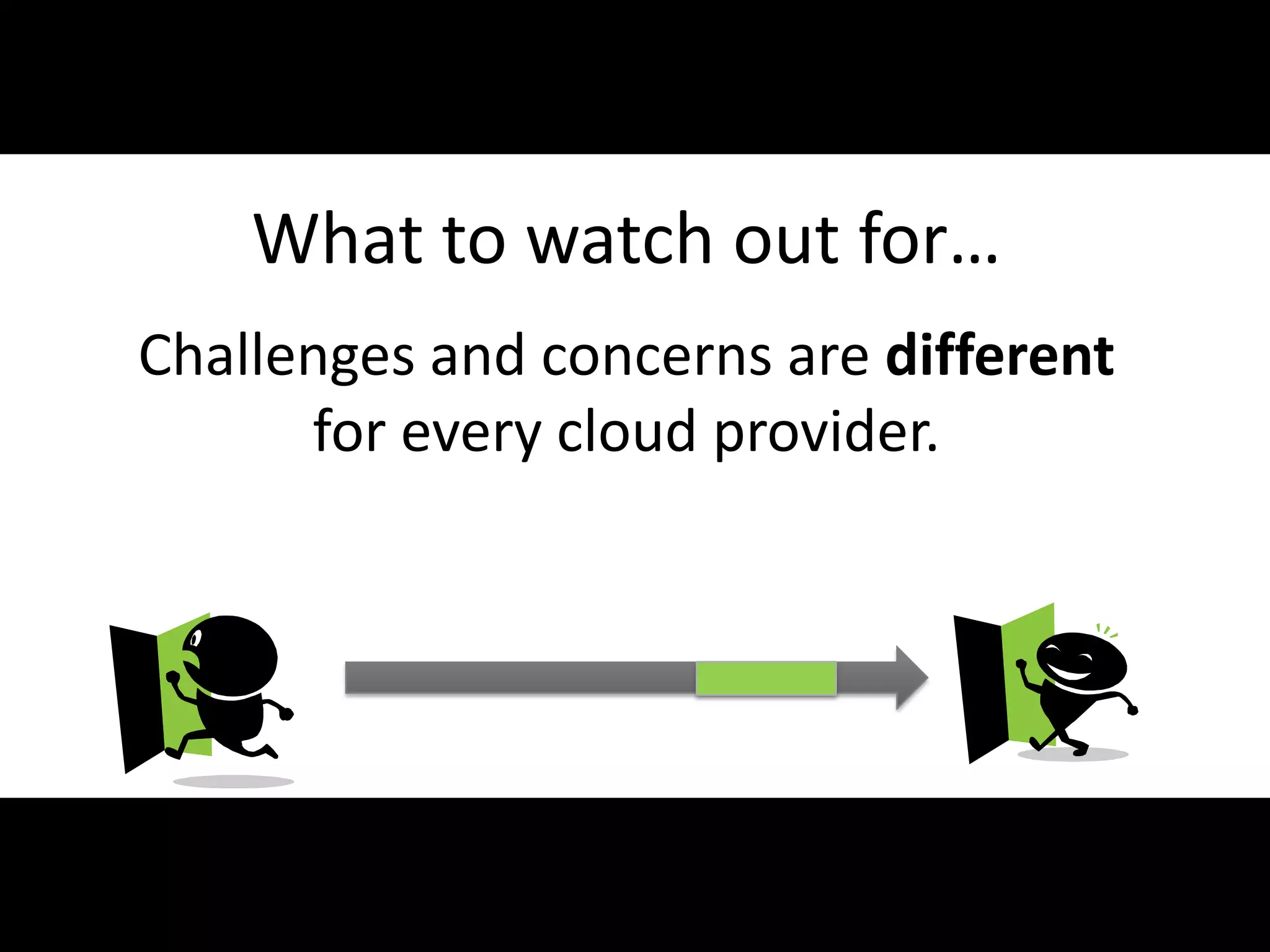 What to watch out for…
     Challenges and concerns are different
           for every cloud provider.




#APP2 @RHarbridge
 
