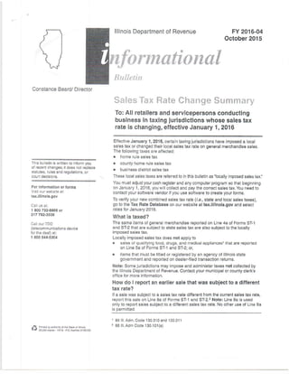 Illinois Tax Rate Adjustments - 2016