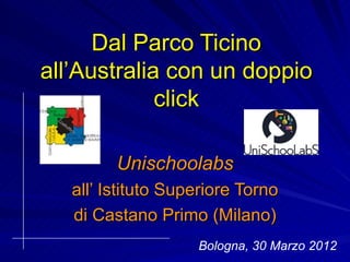 Dal Parco Ticino
all’Australia con un doppio
             click

         Unischoolabs
   all’ Istituto Superiore Torno
   di Castano Primo (Milano)
                    Bologna, 30 Marzo 2012
 
