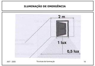 ILUMINAÇÃO DE EMERGÊNCIA




AAT - 2005          Té cnicas de Iluminaç ão   16
 