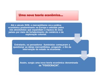 HISTÓRIA, 8º Ano do Ensino Fundamental
O Iluminismo
Uma nova teoria econômica...
 