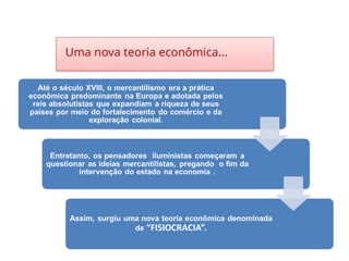 HISTÓRIA, 8º Ano do Ensino Fundamental
O Iluminismo
Uma nova teoria econômica...
 