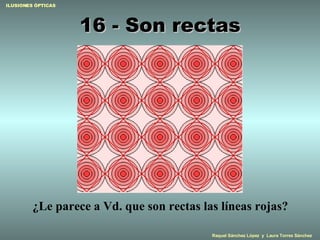 16 - Son rectas ¿Le parece a Vd. que son rectas las líneas rojas? 