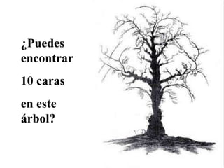 ¿Puedes encontrar 10 caras en este árbol?