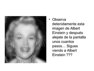 Observa detenidamente esta imagen de Albert Einstein y después alejate de la pantalla unos cuantos pasos… Sigues viendo a Albert Einstein ??? 