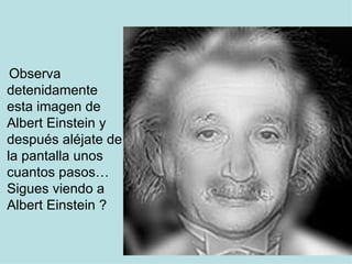 Observa detenidamente esta imagen de Albert Einstein y después aléjate de la pantalla unos cuantos pasos… Sigues viendo a Albert Einstein ?