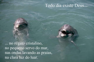 Todo dia existe Deus... ... no regato cristalino, no pequeno servo do mar, nas ondas lavando as praias, na clara luz do luar. 