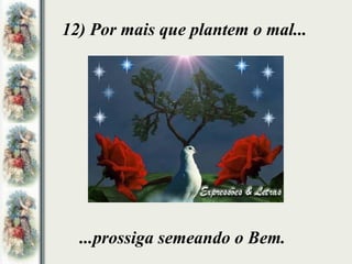 12) Por mais que plantem o mal... ...prossiga semeando o Bem. 