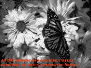 As dificuldades são enormes, nossos caminhos, às vezes, parecem se fechar... 