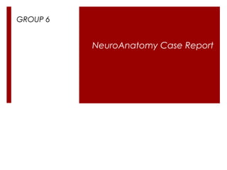 NeuroAnatomy Case Report
GROUP 6
 