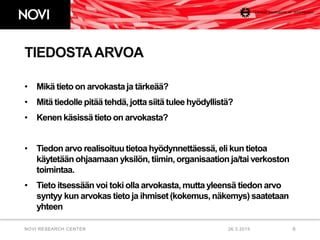 Tietojohtaminen: Tiedosta arvoa - Ilona Ilvonen, NOVI | PPT