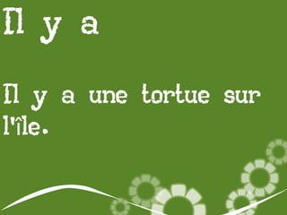 Il y a
Il y a une tortue sur
l’île.

 