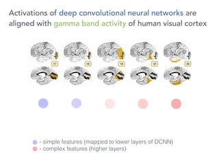 - simple features (mapped to lower layers of DCNN)
- complex features (higher layers)
Activations of deep convolutional ne...