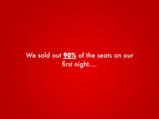 We sold out 88% of the seats on our
ﬁrst night....
 