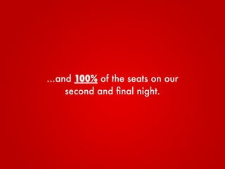 ...and 97% of the seats on our second
and ﬁnal night.
 