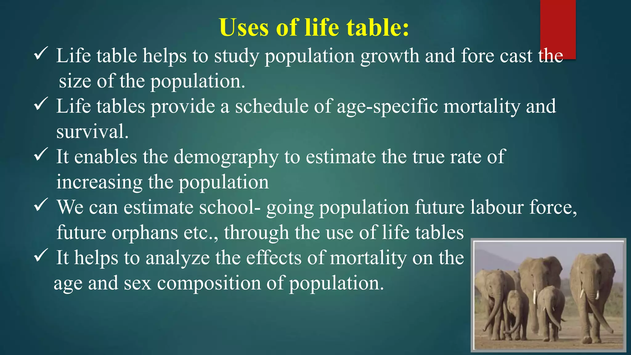 Life table - construction and applications | PPT