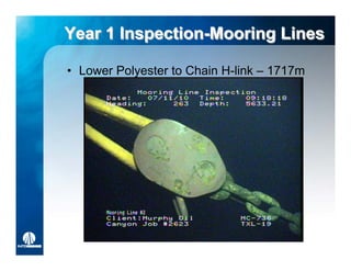 Year 1 Inspection-Mooring Lines
       Inspection-Mooring

• Lower Polyester to Chain H-link – 1717m
 