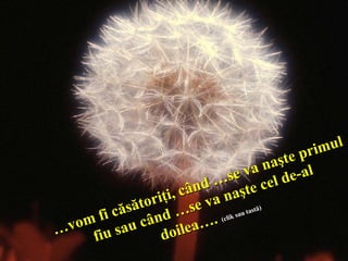 … vom fi căsătoriţi,   când  … se va naşte primul  fiu sau când  … se va naşte cel de-al  doilea….   (clik sau tastă) 