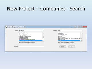 New Project – Companies - Search
 