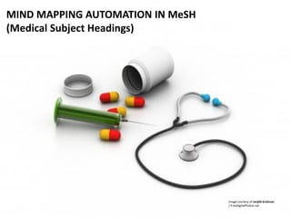 MIND MAPPING AUTOMATION IN MeSH
(Medical Subject Headings)

Image courtesy of renjith krishnan
/ FreeDigitalPhotos.net

 