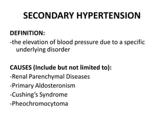INTERNAL MEDICINE Secondary Hypertension PPT
