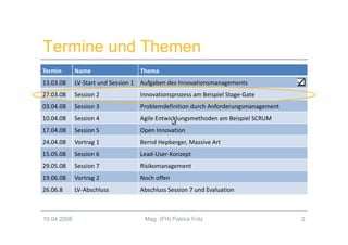 Innovationsmanagement 2.0 - Session 2