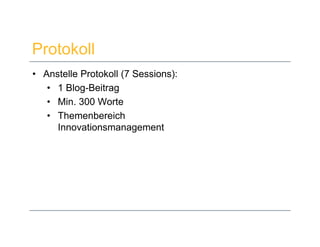 Innovationsmanagement 2.0 - Session 6