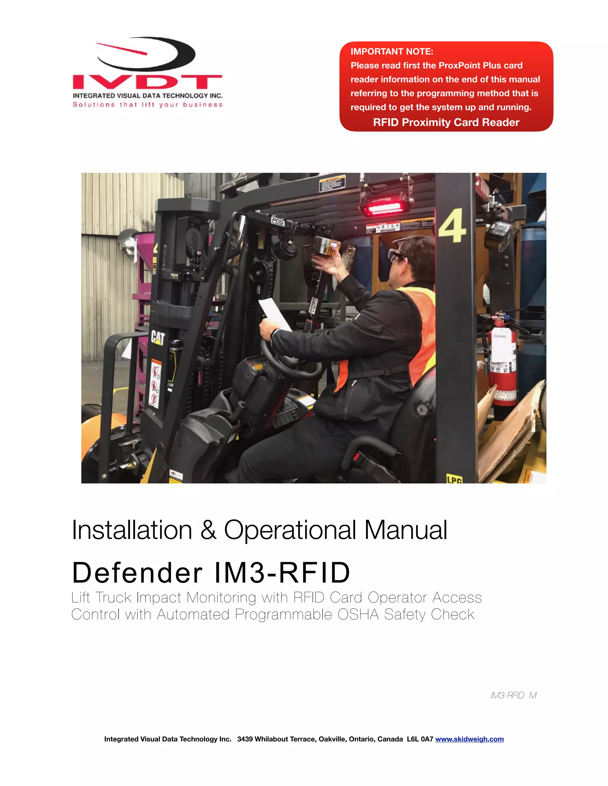 Rfid Operator Forklift impacts, IM3 RFID operator card access control | PDF