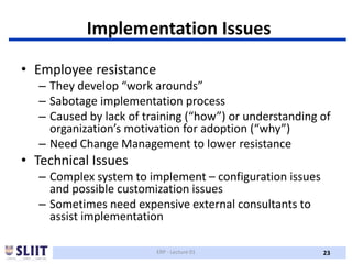 Introduction to ERP (Implementation Life Cycle) | PPTX