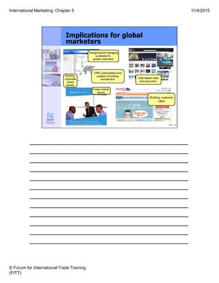 ______________________________________
______________________________________
______________________________________
______________________________________
______________________________________
______________________________________
______________________________________
______________________________________
______________________________________
______________________________________
______________________________________
______________________________________
11/4/2015
© Forum for International Trade Training
(FITT)
International Marketing: Chapter 5
 