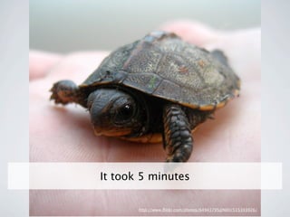 It took 5 minutes

       http://www.ﬂickr.com/photos/64941795@N00/515393926/
 