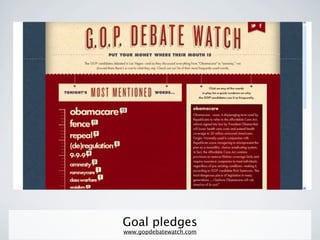 Goal pledges
www.gopdebatewatch.com
 
