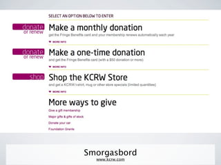 Smorgasbord
  www.kcrw.com
 