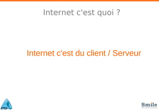 Internet c'est quoi ?
Internet c'est du client / Serveur
 