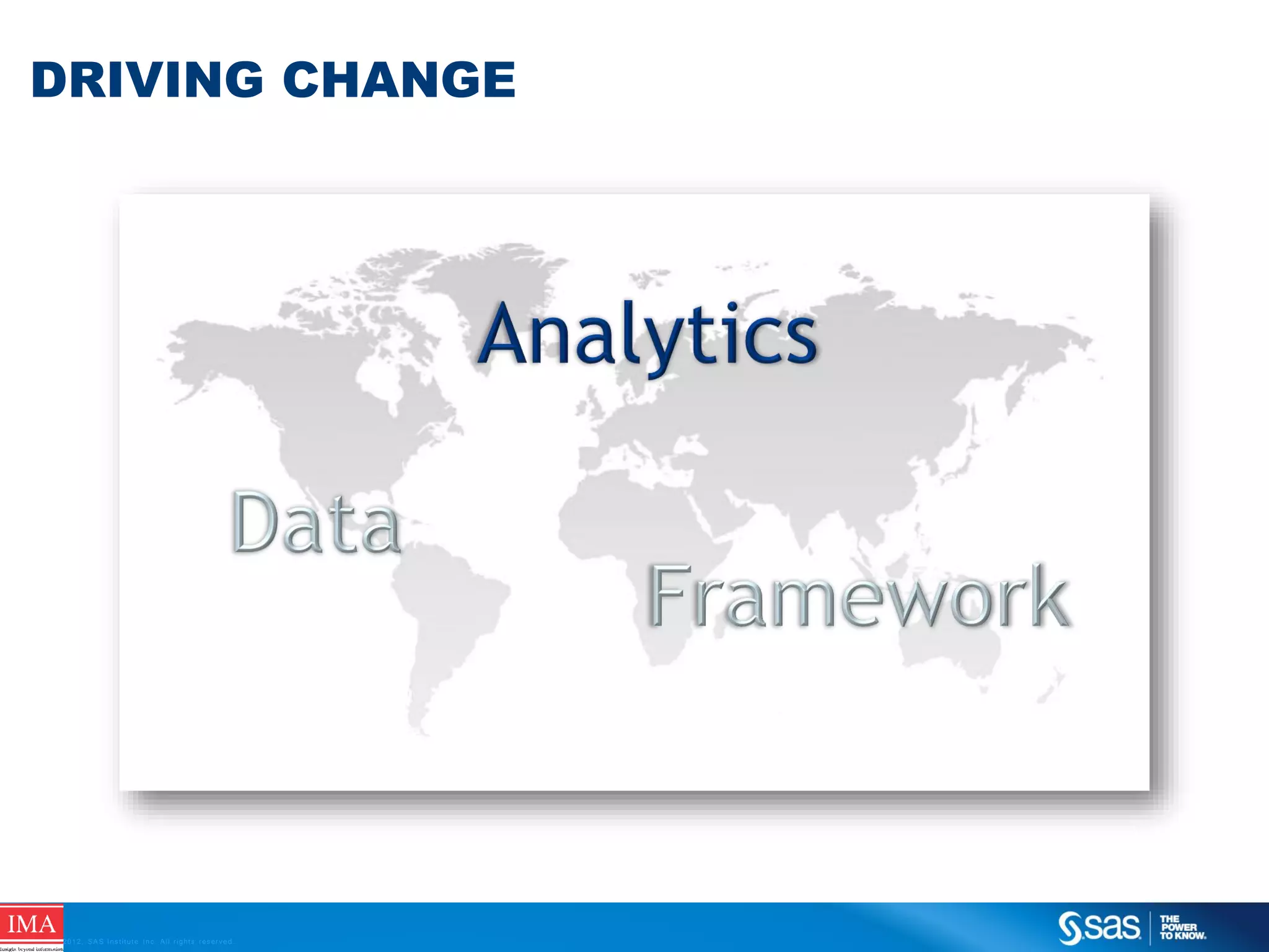 DRIVING CHANGE

C op yr i g h t © 2 0 1 2 , S A S I n s t i t u t e I n c . A l l r i g h t s r es er v e d .

 
